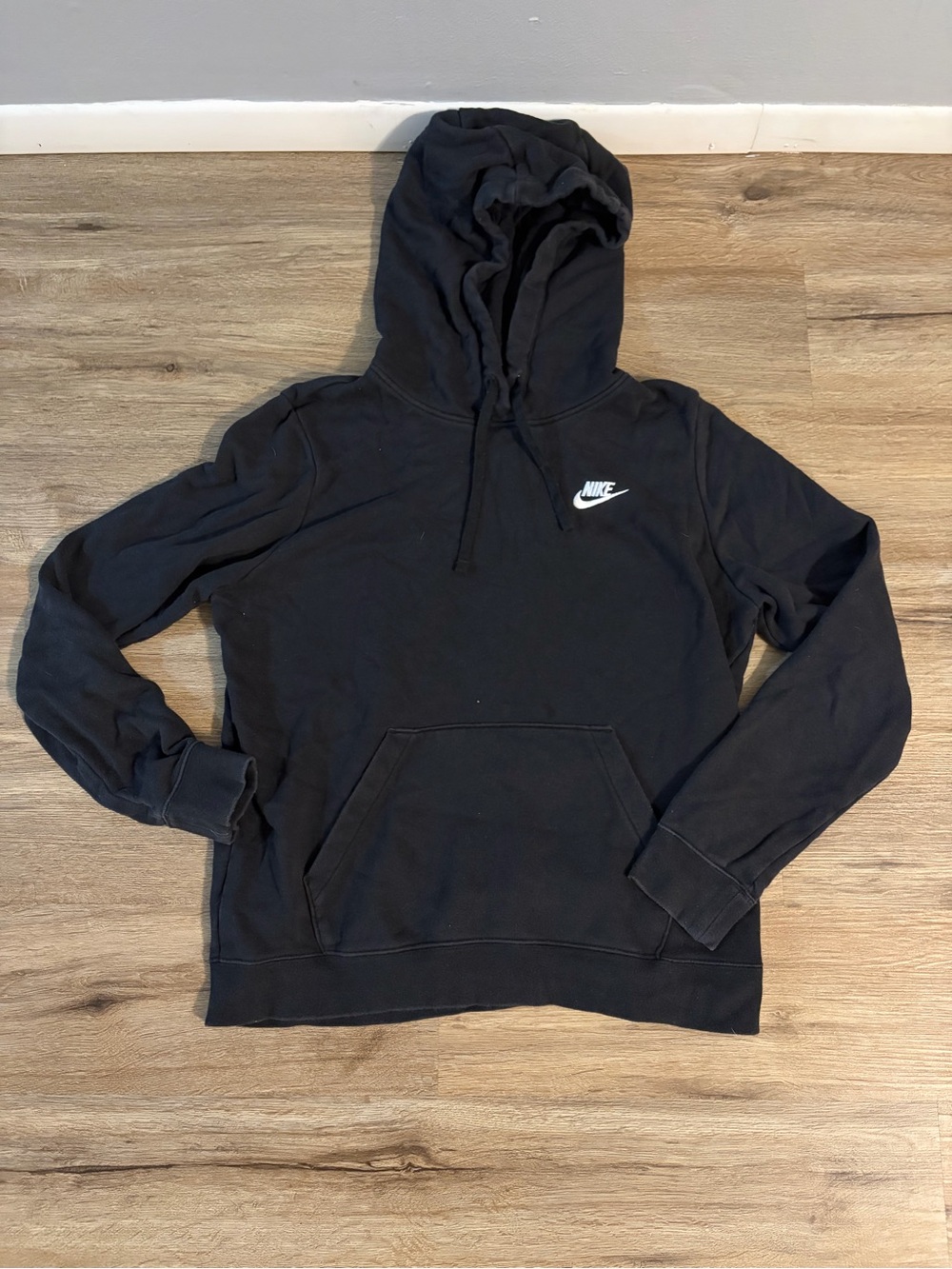 Nike Black Hoodie with White Swoosh Logo
